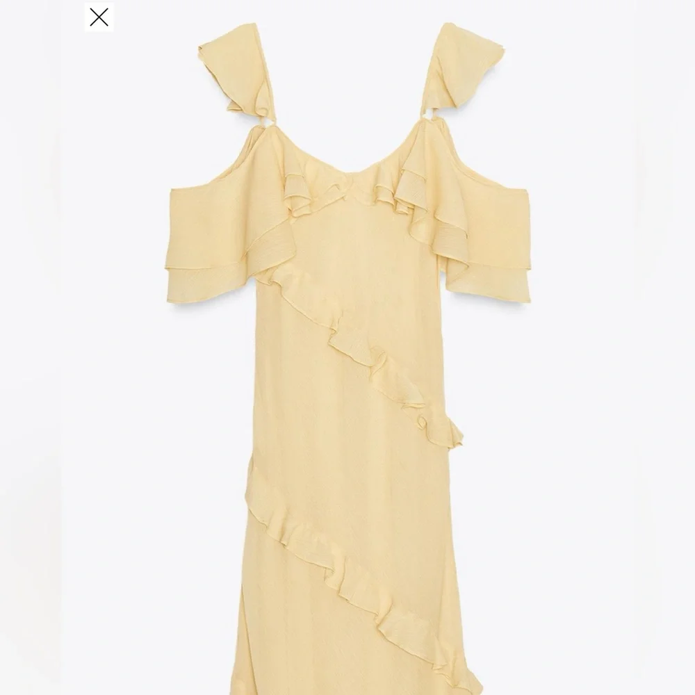 BNWT ZARA YELLOW RUFFLE DRESS - Picture 3 of 3
